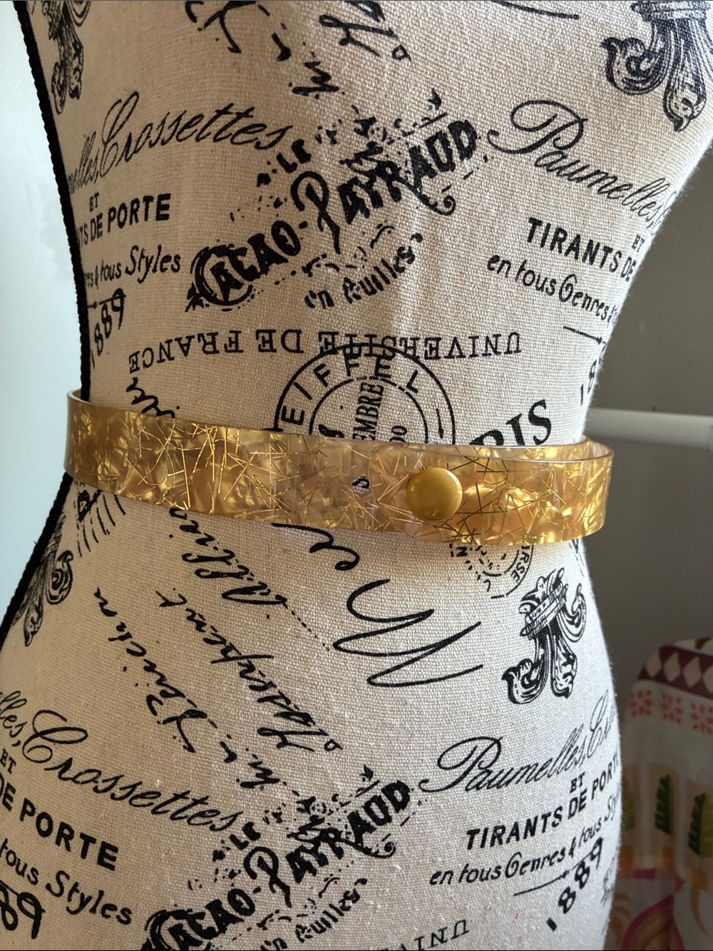 RARE Lucite Like Amber Golden Belt - Statement Belt Fits Size 26 Waist